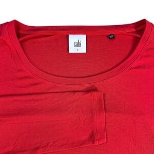 Cabi Red Long Sleeve Scoop Neck Top Style 3409 Womens Small Rayon Blend Stretch
